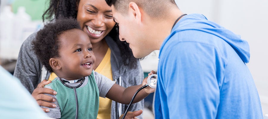 baby using stethoscope