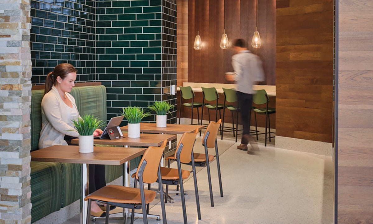 Banquette seating in the dining area