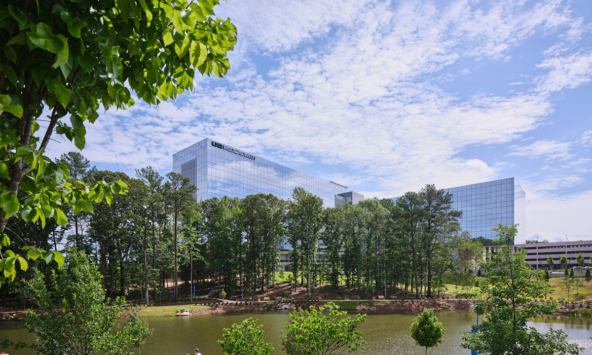 Hospital exterior with surrounding nature landscape