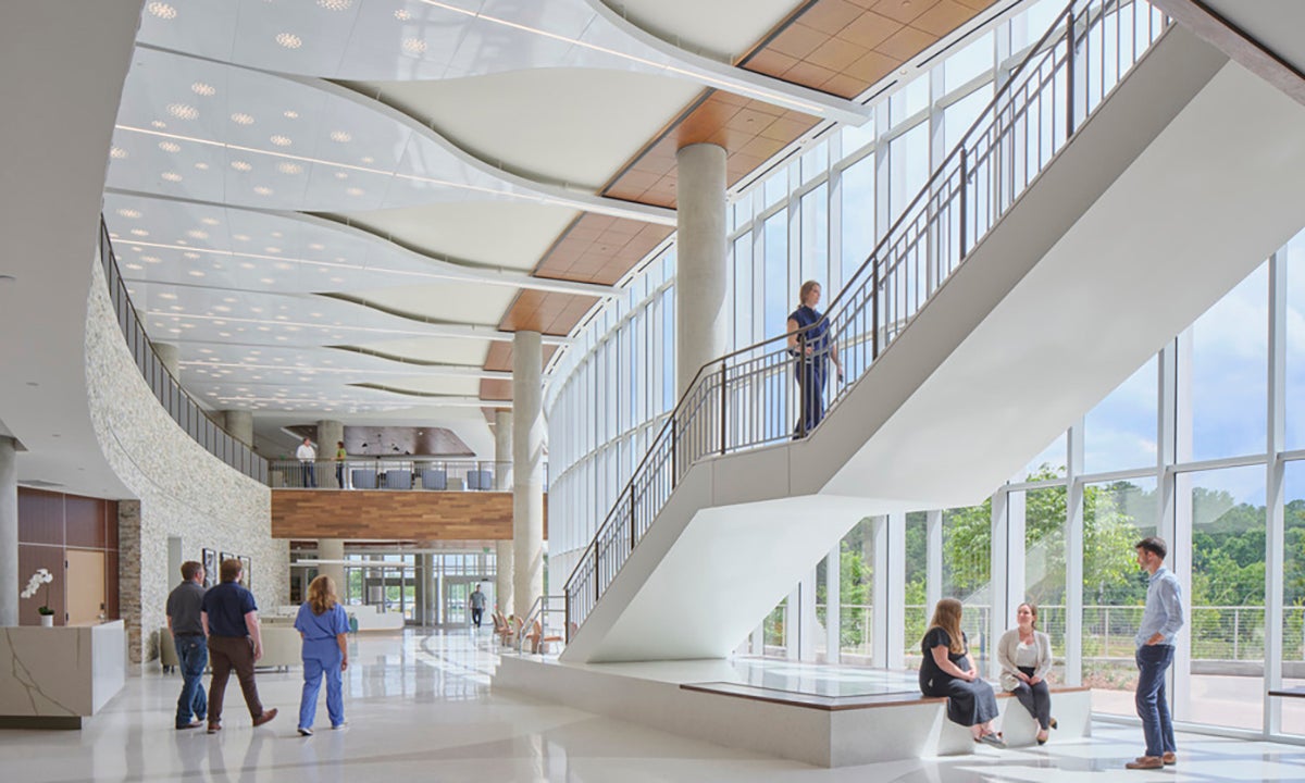 Hospital lobby with main entry