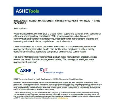 Intelligent Water Management System Checklist for Health Care Facilities thumbnail 